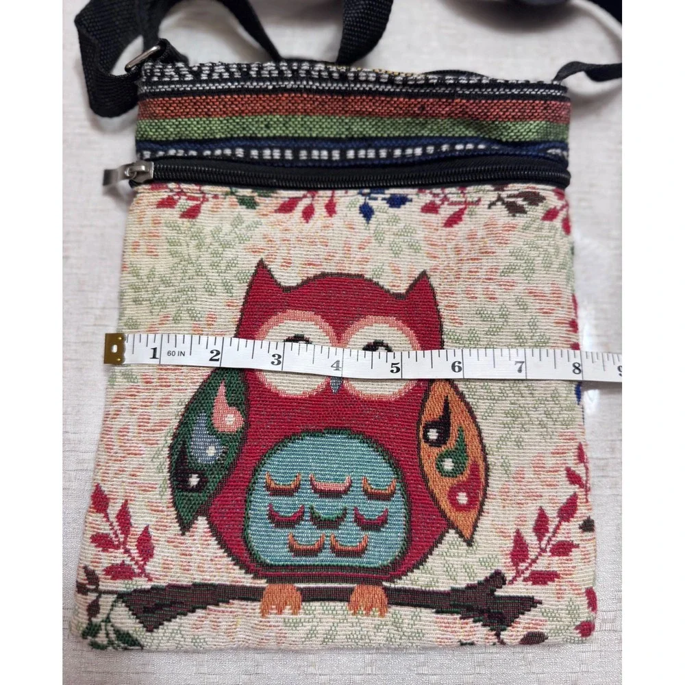 Boho Owl Crossbody Fall Bag | Colorful Woven‎ Tapestry | Eclectic Bohemian Style